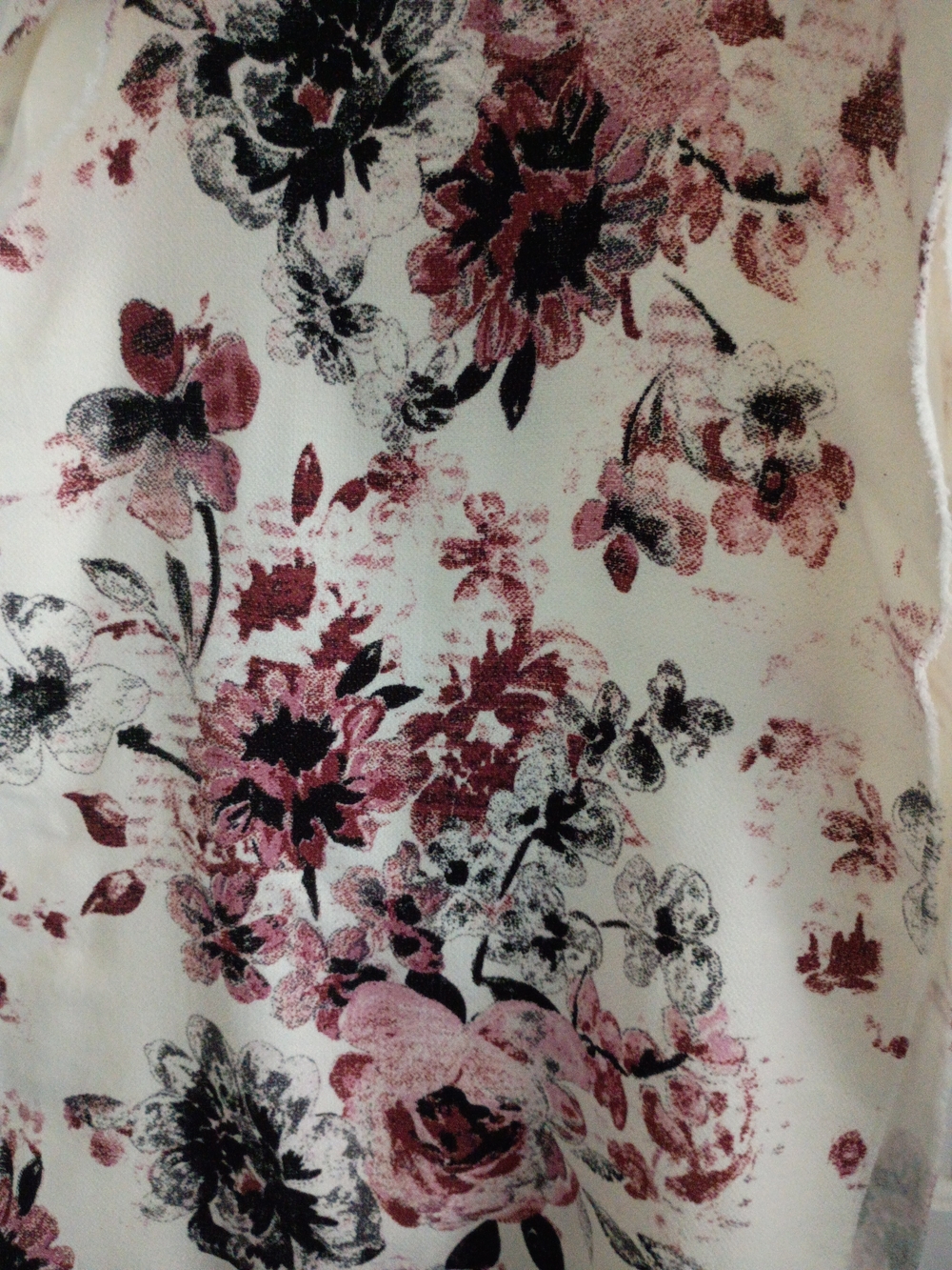 Liz Claiborne Cream Scarf with Pink and Black Floral Print - Picture 3 of 6
